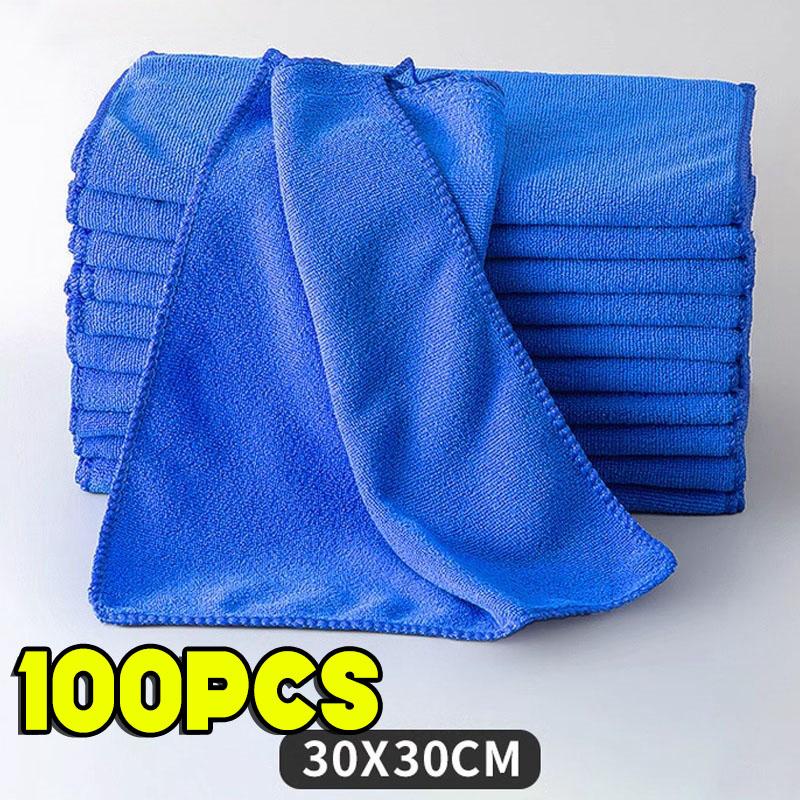 100pcs Blue Microfiber Charcoal Thickened Super Absorbent Dishcloth Oil Resistant Kitchen Wipes Microfiber Cleaning Cloths Towel
