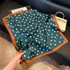 Silk scarf women's spring and autumn decoration versatile ins simple style striped square scarf streamer simulation silk fashion scarf scarf scarf
