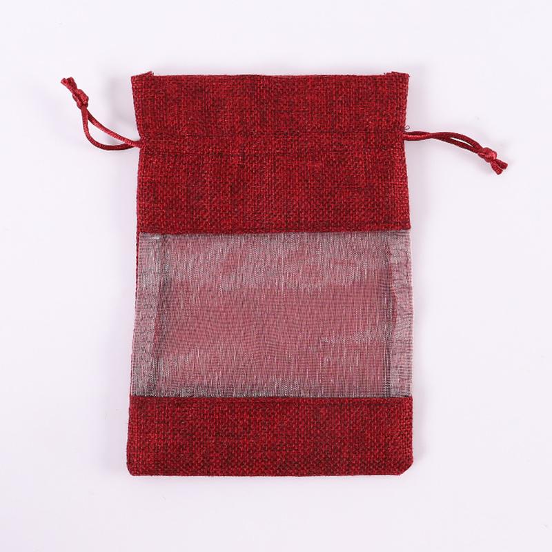 50pcs Transparent Drawstring Hemp Candy Jewelry Packaging Gift Jewelry Storage Bag Linen Bag 10x14cm
