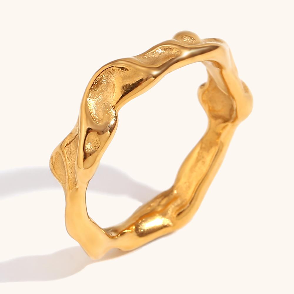 

2025 Elegant, Simple, Irregular Surface Ring for Women, Waterproof, Daily Jewelry Gift 8 золотий