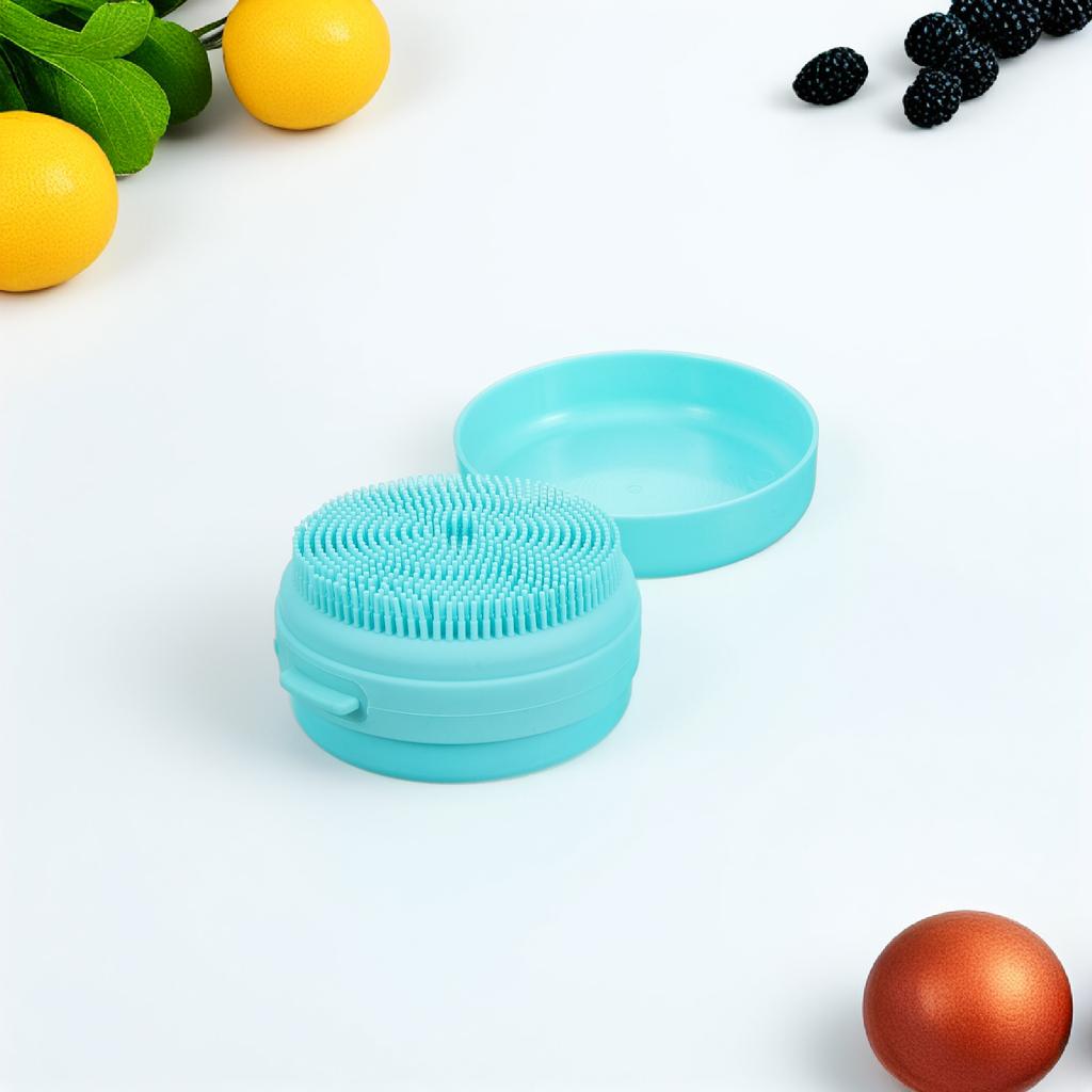 Silicone Bathing Brush Head Scrubber Portable Body Cleansing Tool with Soap Box for Adults Skin Friendly Easy To Use and