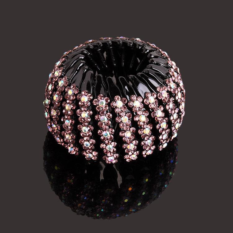 "Elegant Rhinestone Hair Clip & Ponytail Holder - Bird's Nest Design"