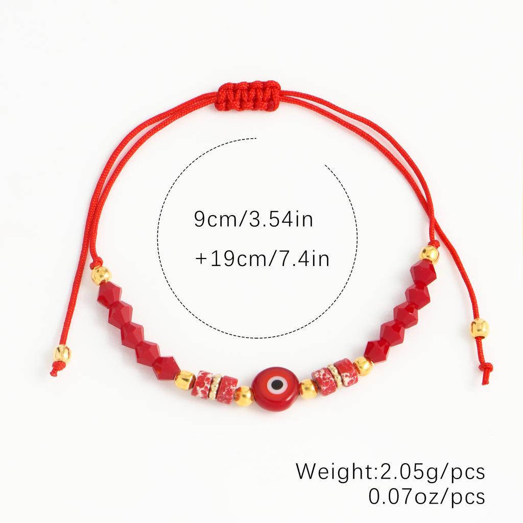 Evil Eye Beaded Bracelet Adjustable Braided Rope Wristband Synthetic Crystal Jewelry Gift for Women