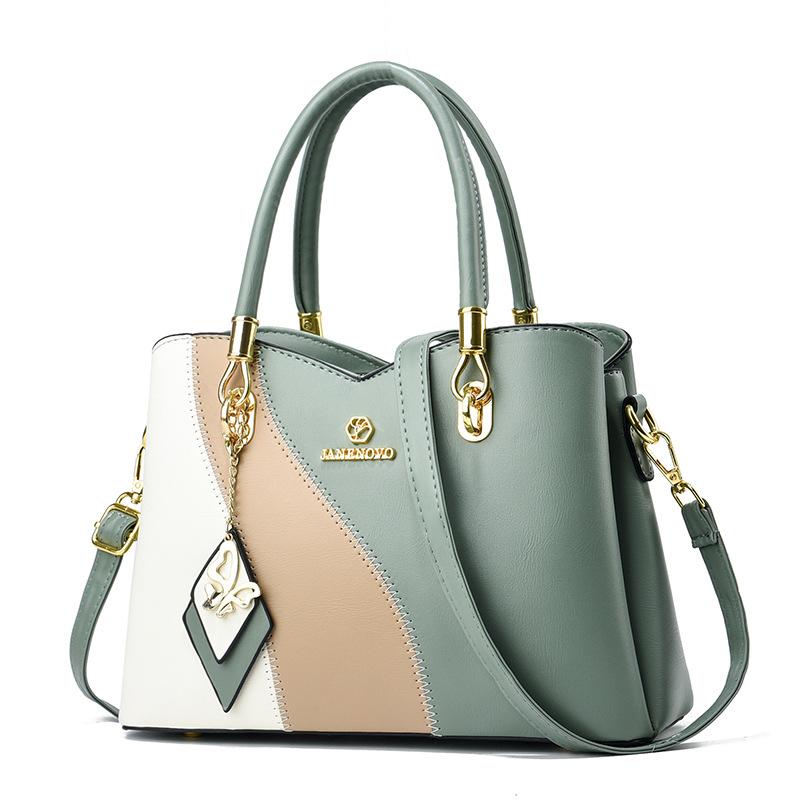 Three Colors Patchwork Women's Handbag Large Capacity Soft Leather Shoulder Bag Fashi Elegant Women's Crossbody Bag
