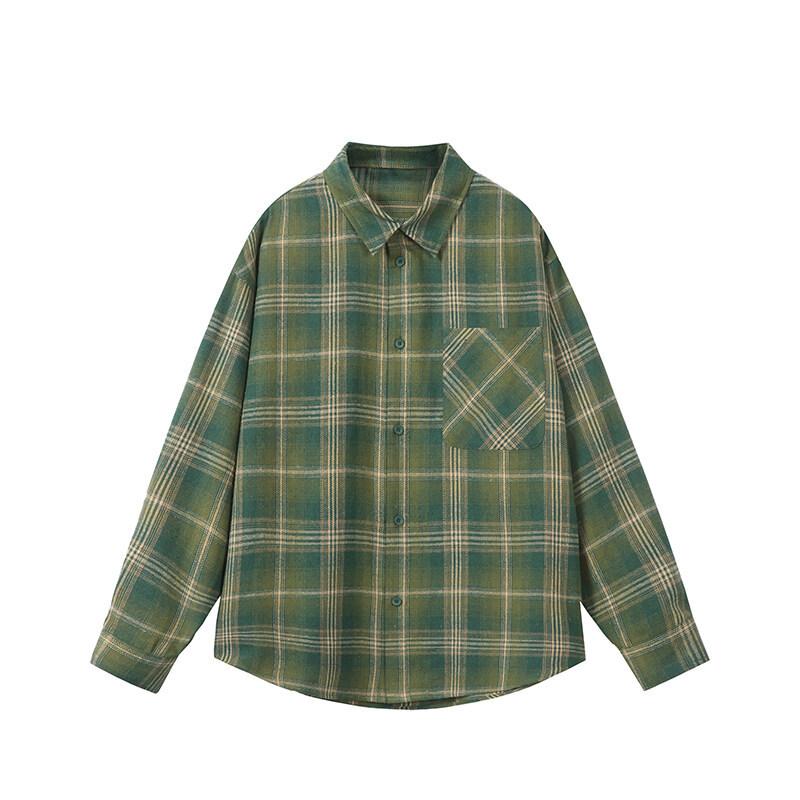 

Японская Ретро Клетчатая Рубашка Мужская Весенне-Осенняя Модная Тенденция Универсальная Рубашка с Длинным Рукавом Куртка Мужская 3XL