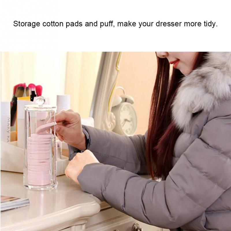 Cutie de depozitare rotundă transparentă din bumbac acrilic Organizator Puff Holder Container