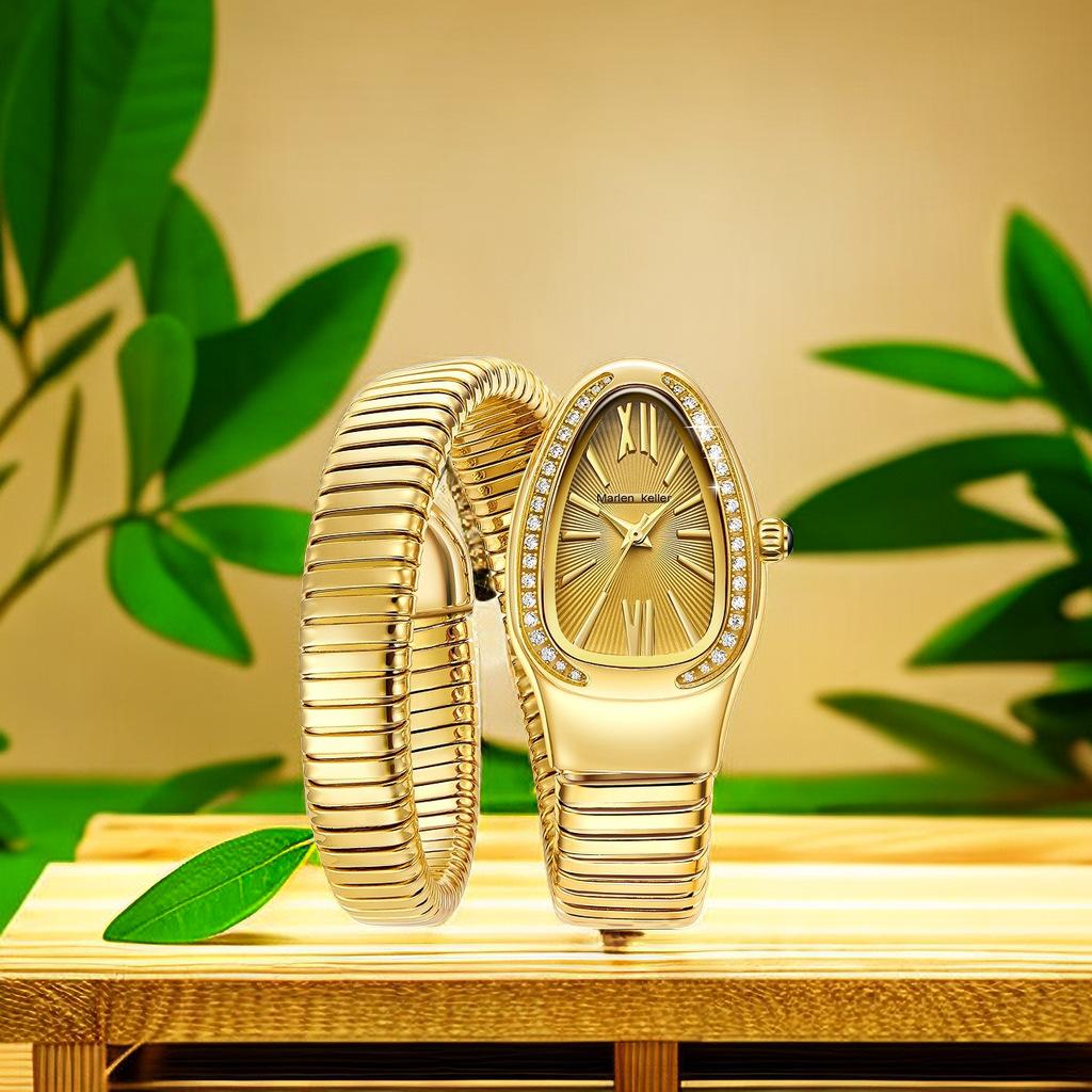 Elegant Design Ladies Watches Unique Snake Shaped Design Bracelet Women's Quartz Wristwatches Best Gift