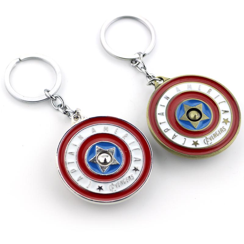 Marvel Captain America Schild Schlüsselanhänger Lustig Drehen Angstlösendes Spielzeug Schlüsselring Avengers Auto Tasche Schlüsselhalter