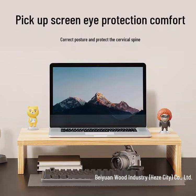 Solid Wood Monitor Riser & Desktop Organizer 35 x 20 x 6 cm