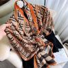 Luxury Brand Autumn and Winter Women New Style Fashion Color Matching Print Silk Scarf Lady Popular Headcloth Beach Shawl