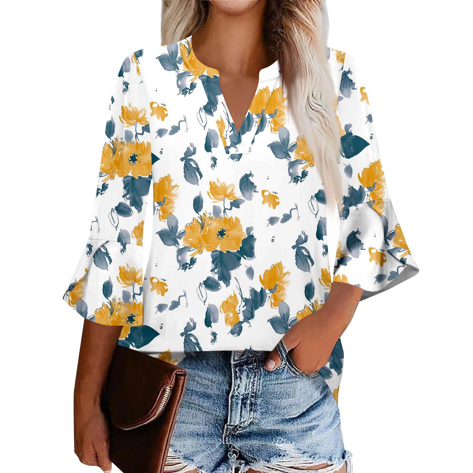 

Женская рабочая рубашка с плиссировкой и рукавом 3/4, рубашка с V-образным вырезом, повседневная рубашка с завязками на талии, деловая рубашка XL оранжевый