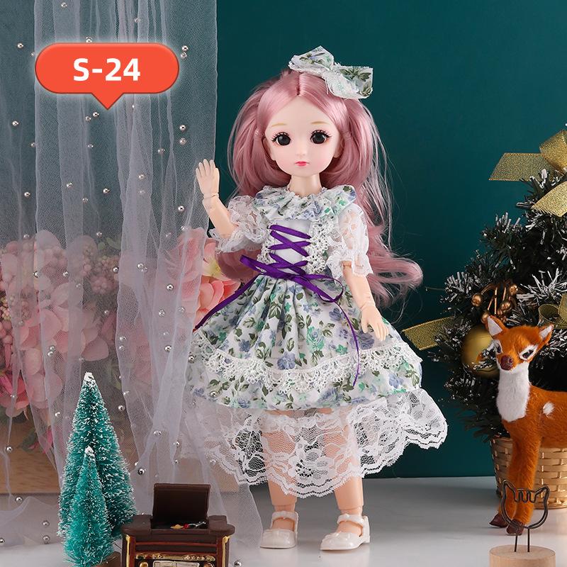 30CM Mini Movable 23Jointed Doll Girls Toy 3D Big Eyes BJD Princess Full Outfits Dresses Collection Childrens Doll Gift