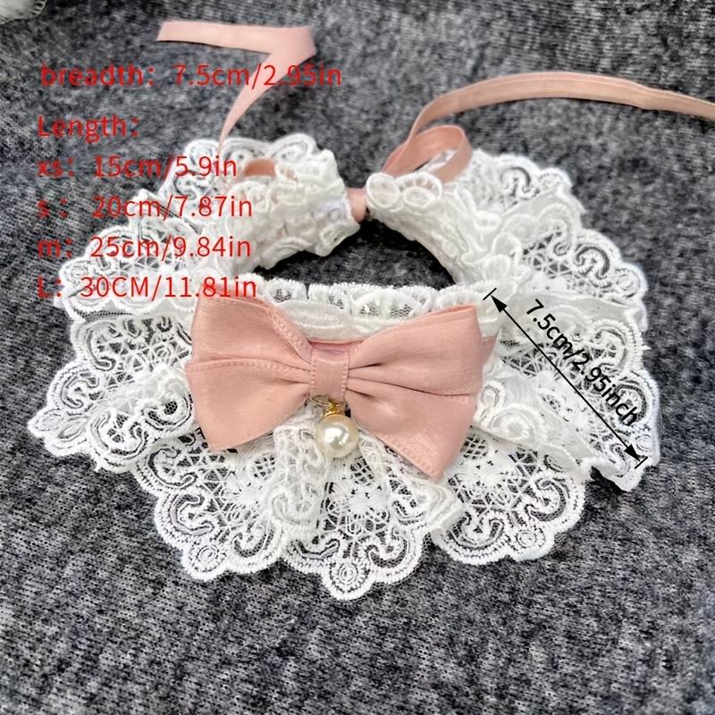 

Розовая бабочка и кружевной шарф для кошек и маленьких собак Элегантный шейный аксессуар с искусственным жемчугом, для мини- и той-пород, аксессуары для питомцев S