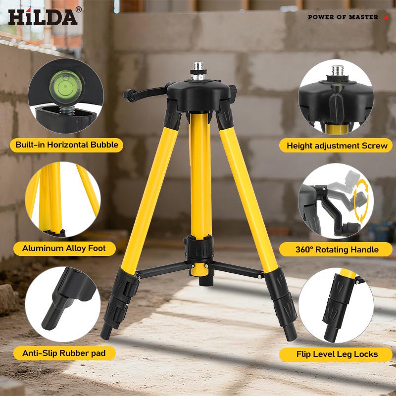 Livella Laser a Infrarossi con Treppiede da 1,2 m e Asta di Supporto Regolabile