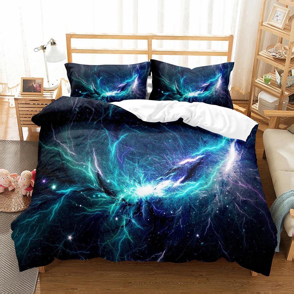 Galaxy Duvet Cover Set Starry Sky Comforter Cover Universer Outer Space Theme Bedding Set Single Twin Queen Size For Teens Boys