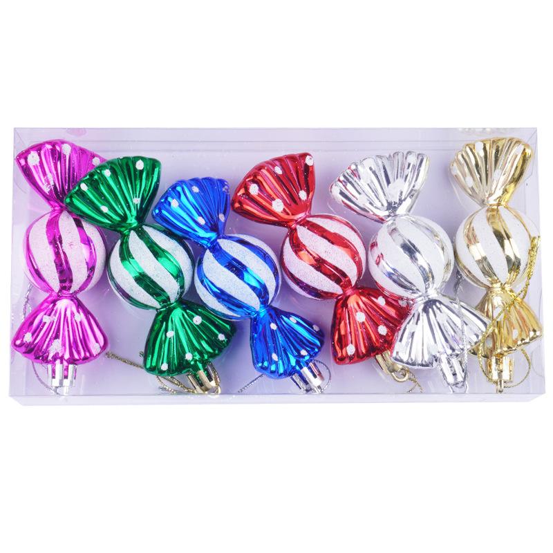 6Pcs Christmas Candy Pendant Plastic Xmas Tree Hanging Ornament Marry Christmas Decoration Home Navidad Noel New Year Kids Gift