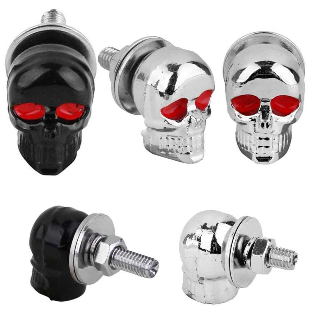 2 Stück Motorrad Schädel Kennzeichenhalter Schrauben Auto Kennzeichenschrauben Auto LKW Befestigung Kappen Schrauben Für Jede 6mm Schrauben