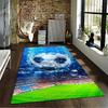 "Soccer Ball Splash Carpet with Stadium Design, Blue Sports Theme" Suitable for Use As an Anti-slip for Living Room Bedroom Sofas