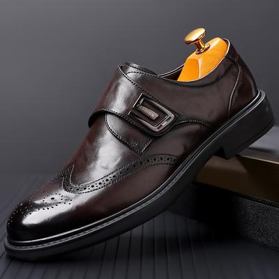 Frühling Neue Luxus Herren Lederschuhe Schwarz Kaffee Geschnitzte Blockschuhe Kleid Herren Freizeitschuhe Hochzeit Büro Slipper Herrenschuhe