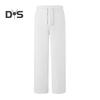 Women Sport Pants Mid-rise Elastic Waist Adjustable Drawstring Long Trousers Solid Color Wide Leg Autumn Winter Velvet Lining Trousers