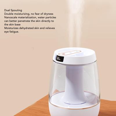 Humidificador de Aire Blanco Doble Pulverización Silencioso USB 3L Gran Capacidad Humidificador de Niebla para Oficina Hogar