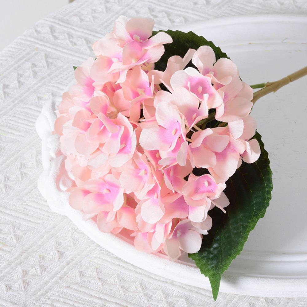 Wedding Garden 45CM Artificial Hydrangea Colorful With Leaves Fake Silk Flowers Realistic Blue Flower Bouquet