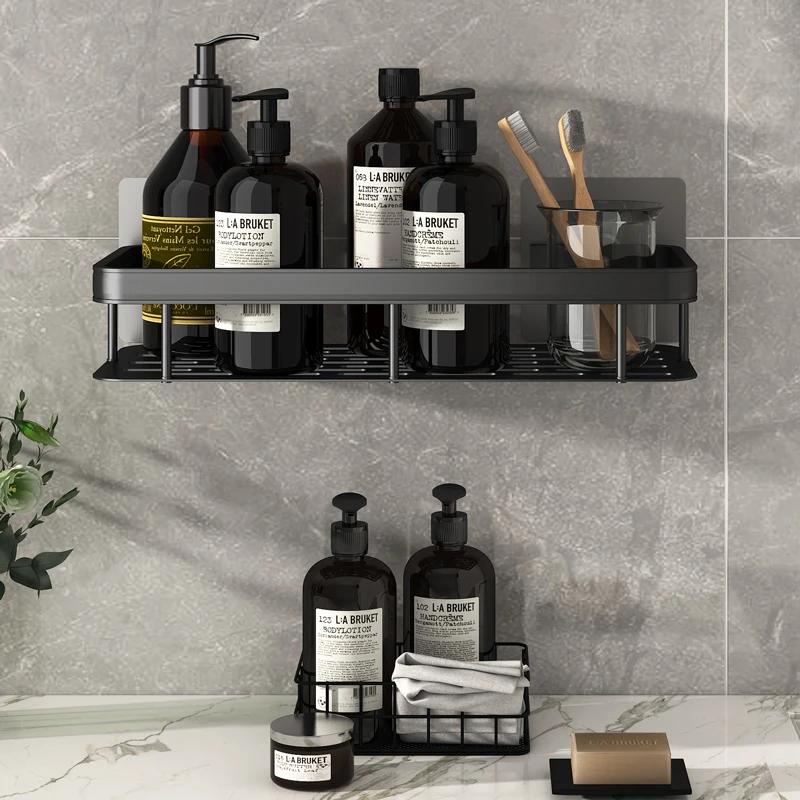 Mensola da bagno Organizzatore di stoccaggio da cucina Porta shampoo in lega di alluminio Mensola da doccia Accessori per il bagno Senza ripiano per trapano