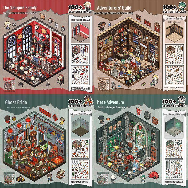 3D Adventure Theme Sticker Book: Miniature Scene & Landscaping Stickers