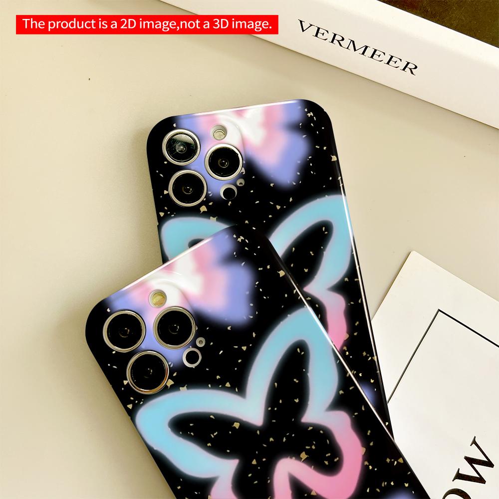 Glowing Butterfly Confetti Phone Case All Inclusive Film Hard Phone Case, Compatible with iPhone 18 Pro Max 17 16 15 14 13 12 11