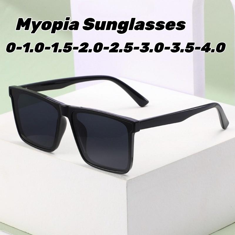 High Quality Fashion Myopia Glasses Women Men Vintage Square Frame Sunglasses with Minus Diopters Casual Outdoor Sports Eyewear