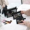 1/3 Stück Schwarze Netz-Kulturbeutel Kosmetiktaschen Herren Damen Einfarbig Klein Groß Reise Tragbar Make-up-Organizer Lippenstift-Aufbewahrungstasche