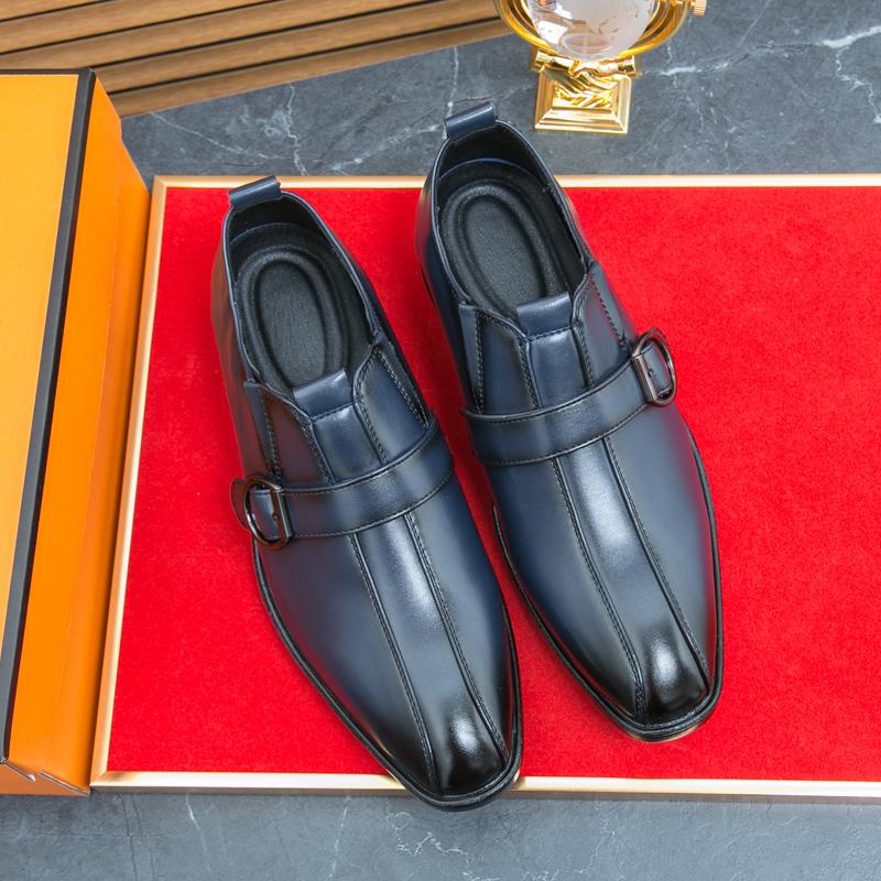 Luxury Gentleman Monk Strap Loafers Men Brown Black Slip On Patent Leather Formal Shoes Plus Size Male Office Wedding Prom Flats