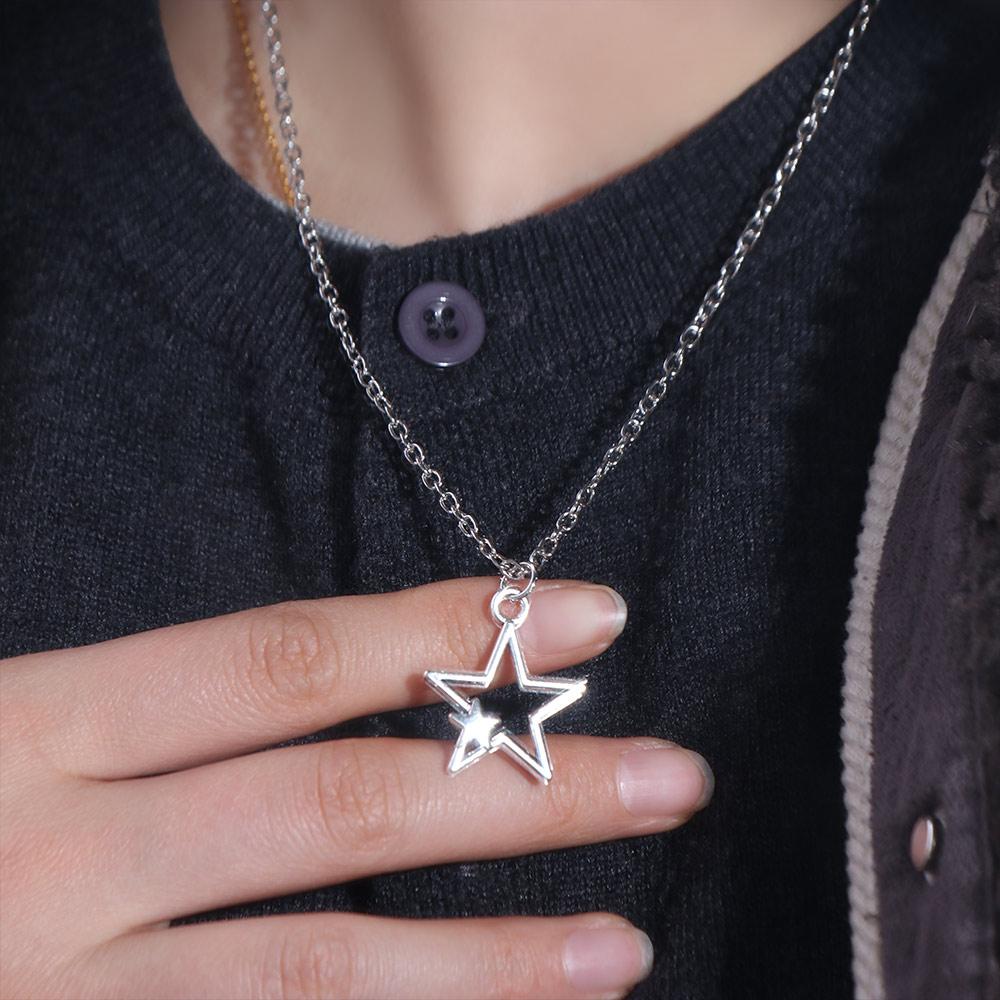 Hollow Choker Star Pendant Necklace Zinc Zinc Alloy Korean Clavicle Chain  for Women Men