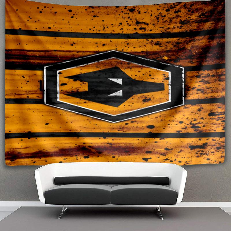Wolves Football Club Emblem Printed Tapestry, Fabric Tapestry Wall Hanging Decoration for Bedroom, Living Room, Dorm Room Home Party Fan Gifts