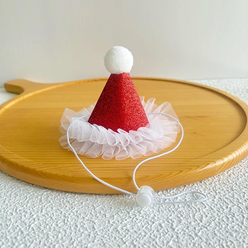 Knitted Yarn Christmas Pet Hat Soft Pompon Yarn Kitten Headwear Winter Gathering