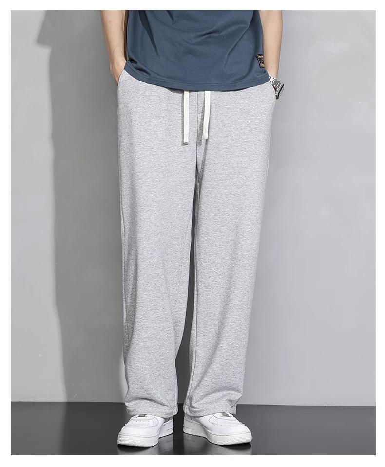 Men's Gray Summer Lightweight Wide-Leg Sweatpants - Casual, Versatile, Loose-Fit Sports Pants