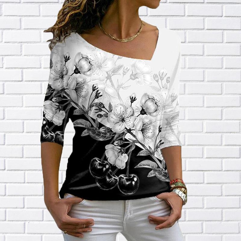 

Футболка с 3D-принтом, летняя женская повседневная футболка с V-образным вырезом и коротким рукавом, модная уличная свободная удобная женская футболка, топы, футболки 3XL