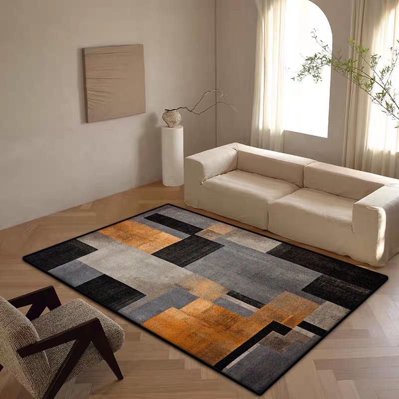 Block Design Modern Area Rugs for Living Room Luxury Decoration Home Plush Carpet Mat Bedside Bed Room Entrance Non-slip Mat IG