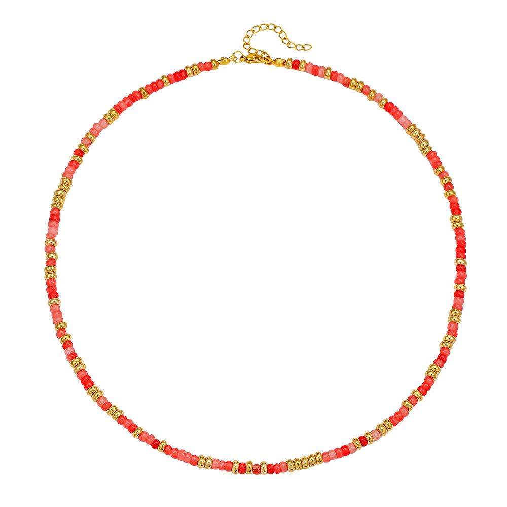 Colored natural stone necklace, dopamine beaded bracelet, collarbone chain, light luxury niche jewelry.