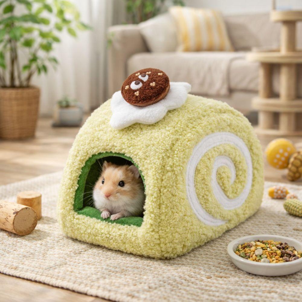 Cute Hamster Cake Nest Warm Bird Hiding House Pet Supplies Plush Hamster Cage  Autumn Winter