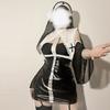 New Sexy Lingerie Europe and America Halloween Cosplay Costume Nun Uuit Leather Suit
