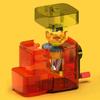 Hand Crank Pencil Sharpener with Red Transparent Body, Large Scrap Box