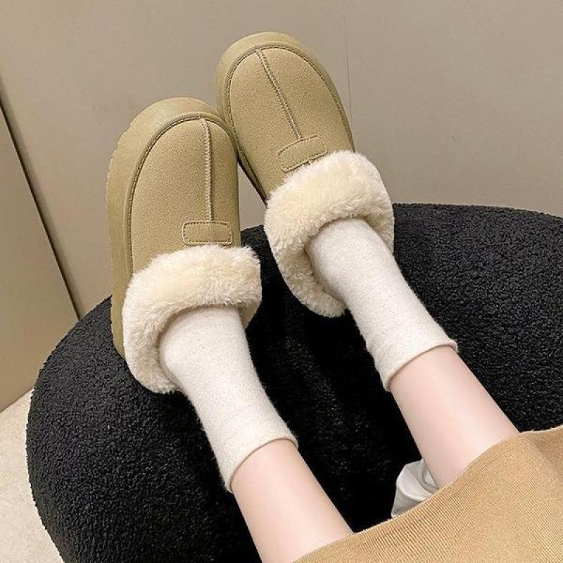 2025 New Autumn and Winter Snow Cotton Thick-soled Fluffy Slippers Women's Wear Fashion Warm and Velvet Explosive Bag