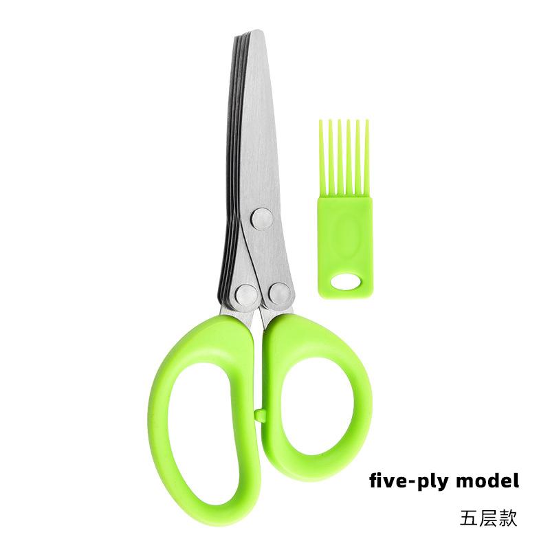 

Multifunctional Scissors Stainless Steel 5 Layer Kitchen Scissors Scallion Cutter Pepper Herb Laver Spices Onion Cooking Tool