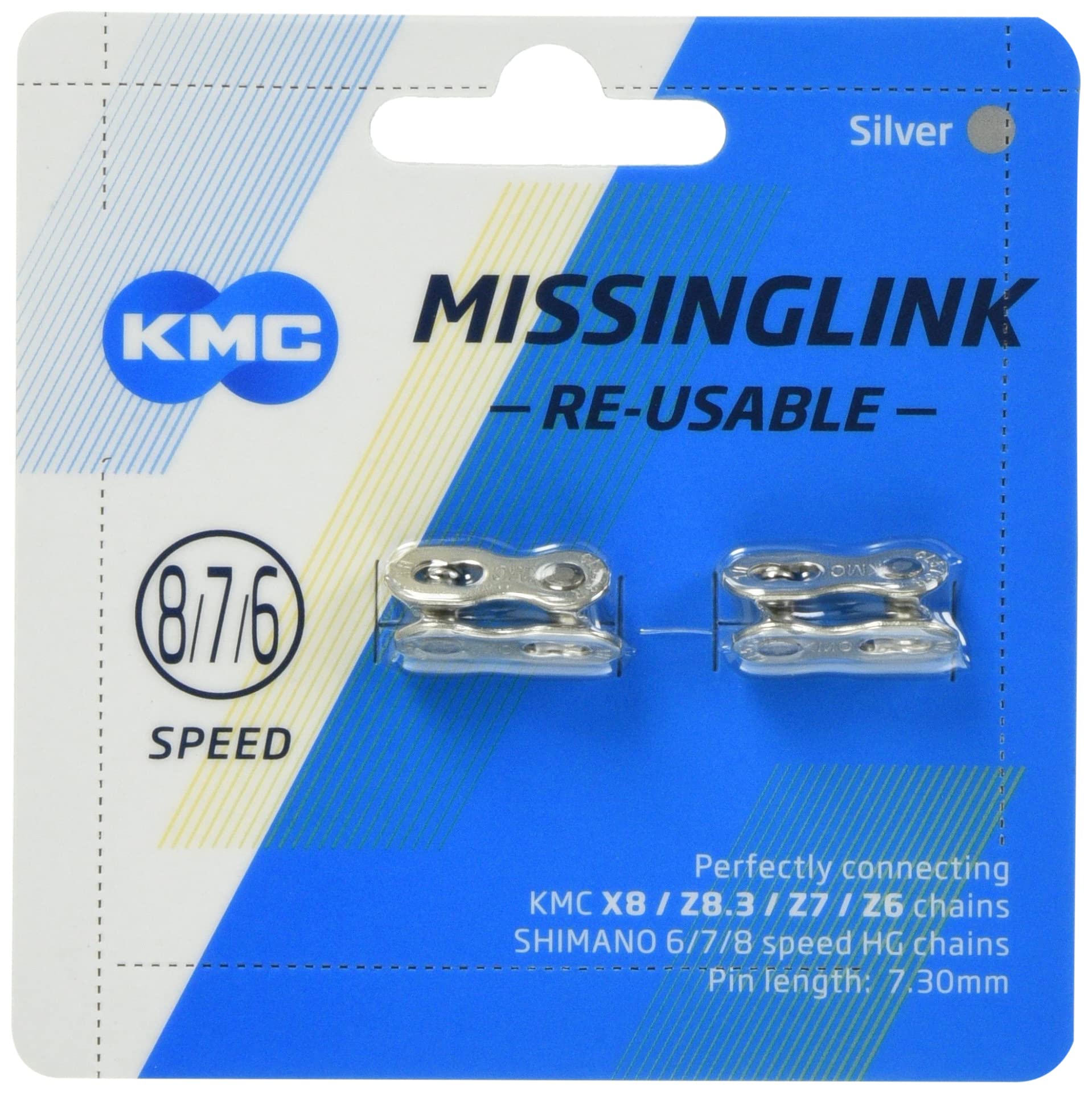 KMC CL573R-N Серебристый 6-8 скоростей замок цепи набор из 2 шт. Medium серебряный