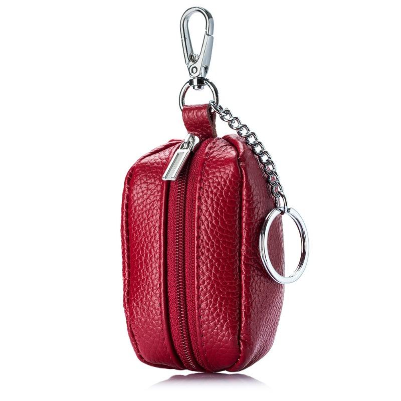

Large capacity key bag, cute women s genuine leather, multi-functional soft leather, household storage, neutral key bag, change bag. бордовый
