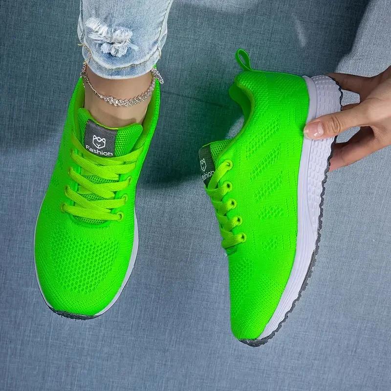 Women's Casual Shoes Summer Mesh Breathable Outdoor Platform Sneakers Lace Up Fashion Sports Walking Running Shoes for Women