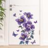 Purple Flowers Butterfly Wall Stickers Living Room Bedroom Background Decor Mural Self-Adhesive Wall Decals
