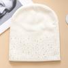 Stylish Knitted Beanie Hat with Rhinestone Embellishments for Winter and Fall