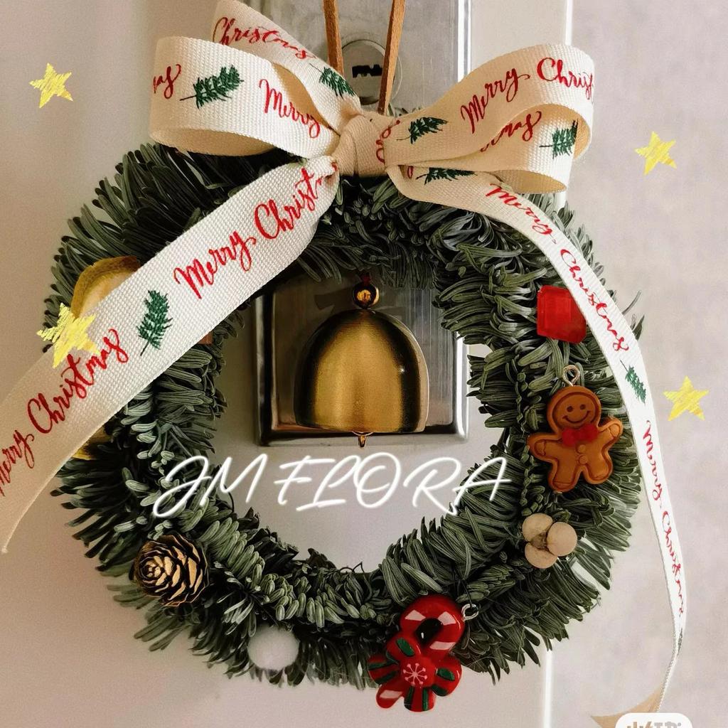 11cm Mini Holiday Christmas Hanging Wreath With Bell Cinnamon Berries Pinecones DIY Decoration For Door Wall Window Ornament